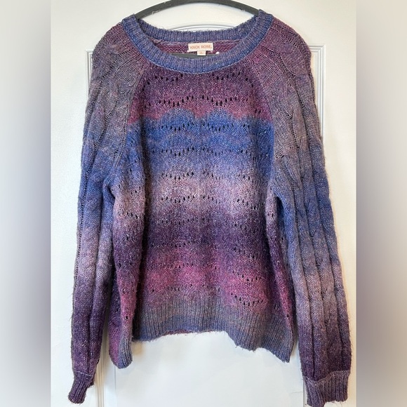 EUC Knox Rose Women's Marled Crewneck Sweater Blue Purple Size 1X - Picture 3 of 8